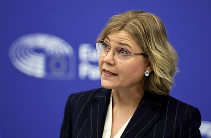 Henna Virkkunen, en una sesión del Parlamento Europeo en Estrasburgo, el pasado 9 de septiembre. 

