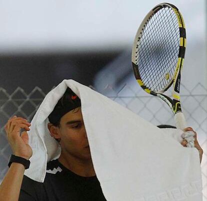 Rafa Nadal in a training session ahead of the Davis Cup final against Argentina in Seville.