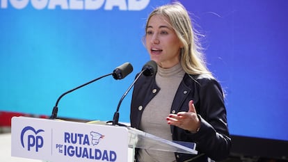 La vicesecretaria de Movilización y Reto Digital del PP nacional, Noelia Núñez, durante un acto del PP el pasado 15 de marzo, en Logroño.