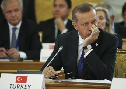 El primer ministro turco, Recep Tayyip Erdogan, durante la primera sesión de trabajo del G20.