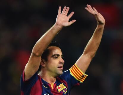 Xavi, ante el Madrid.