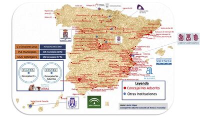 Mapa de concejales no adscritos elaborado por Javier López.