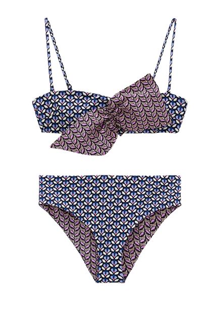 Bikini estampado con lazo de Zara.