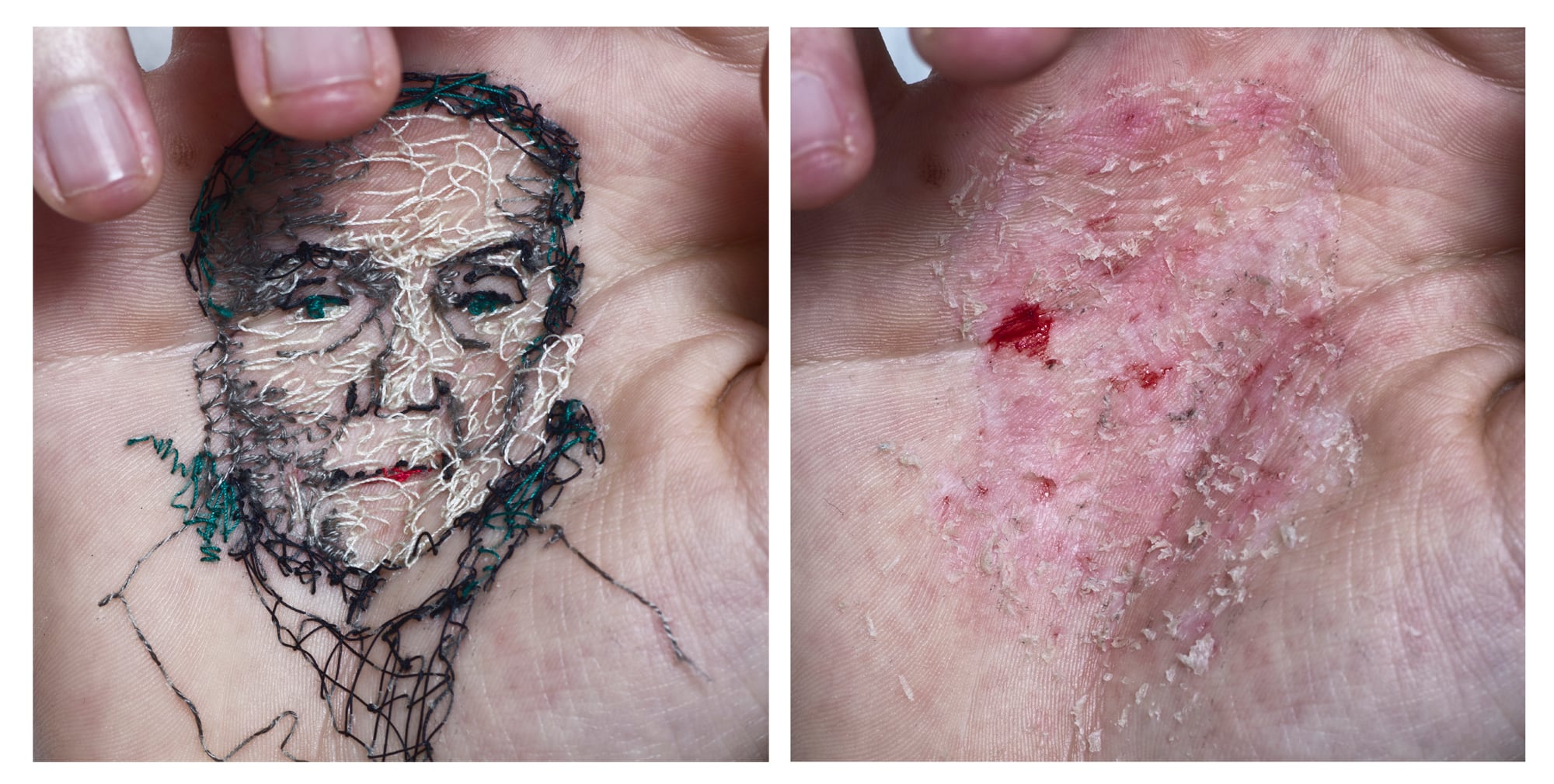 El artista David Catá se cose la memoria de sus abuelas a las manos
