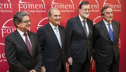 Mariano Rajoy en una gala de Foment, en Barcelona.