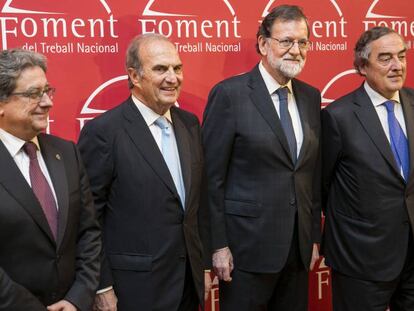 Mariano Rajoy en una gala de Foment, en Barcelona.