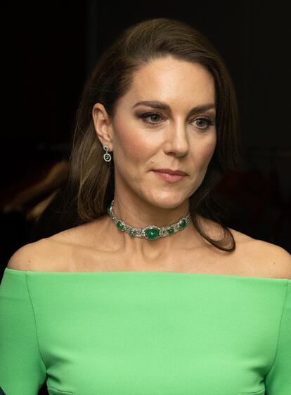 Kate Middleton combinó su vestido alquilado con una gargantilla de esmeraldas de Lady Di.