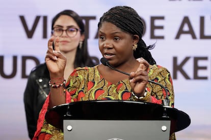 Francia Márquez participa en una rueda de prensa en Bogotá, Colombia