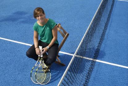 La tenista Lourdes Domínguez durante un entrenamiento en Pontevedra.