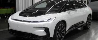 Coche eléctrico de lujo FF91, de Faraday Future, en su sede de Gardena (California, EE UU).