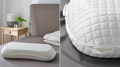 Esta almohada contiene dos materiales: una espuma viscoelástica y una membrana de gel refrescante.