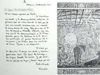 Imagen de la carta que el Papa Francisco envió a los padres del niño que sufrió abusos en un colegio de Bizkaia.