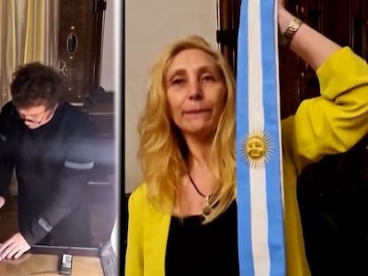 Momentos de la transmisión del sorteo del último sueldo de Milei como diputado.