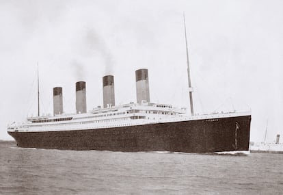 The Titanic sailing the seas in 1912. Spoiler: it didn't go well.