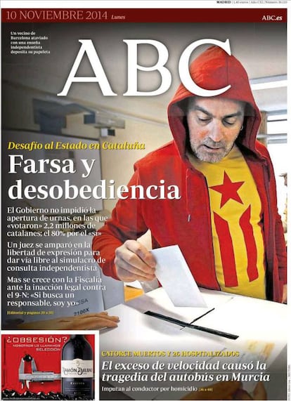 'Farsa y desobediencia', titula 'ABC'.