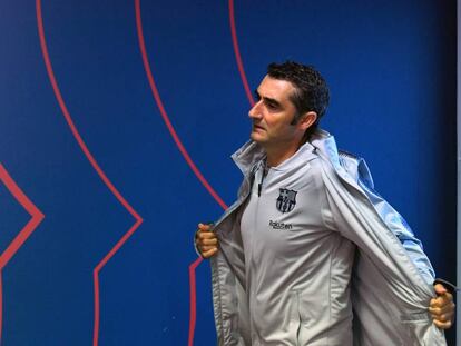 Valverde, en la sala de prensa de la Ciudad Deportiva del Barcelona.