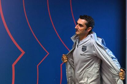 Valverde, en la sala de prensa de la Ciudad Deportiva del Barcelona.