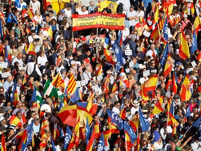 Protest in Madrid against amnesty for Catalan separatists.