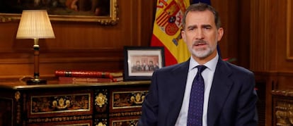 Felipe VI, en otro momento de su mensaje.