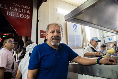 Mario Hernández, owner of the El Califa de León taqueria, on March 14, in Mexico City.
