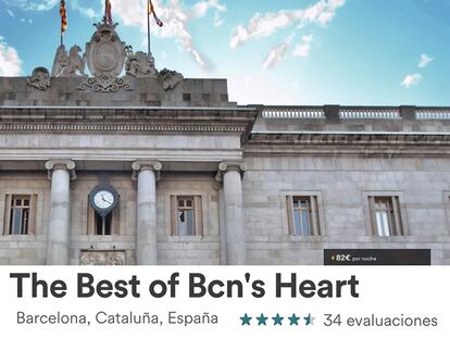 Una captura de pantalla de la ficha de Airbnb del despacho de Ada Colau, que se alquila por un módico precio