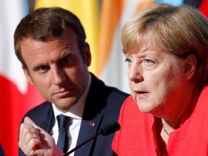 Los presidentes de Francia y Alemania, Enmanuel Macron y Angela Merkel