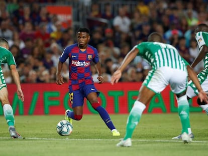 Ansu Fati, la noche de su primera actuación en el primer equipo del Barcelona ante el Betis.