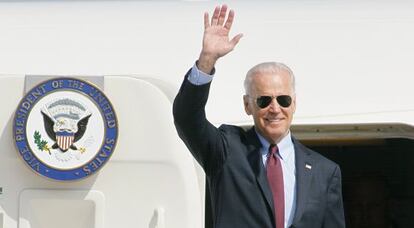 El vicepresidente de EE UU, Joe Biden, este lunes en Kiev. 