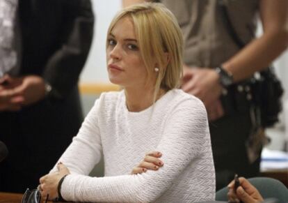 La actriz Lindsay Lohan ayer en el juicio.