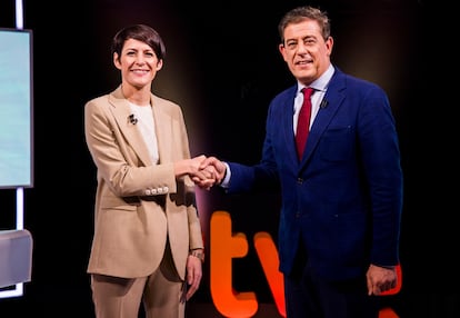 Ana Pontón y José Ramón Besteiro, en el debate de este miércoles en TVE.