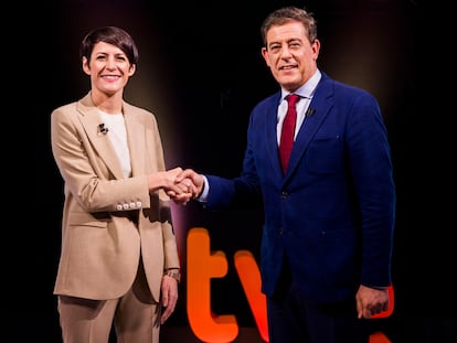 Ana Pontón y José Ramón Besteiro, en el debate de este miércoles en TVE.