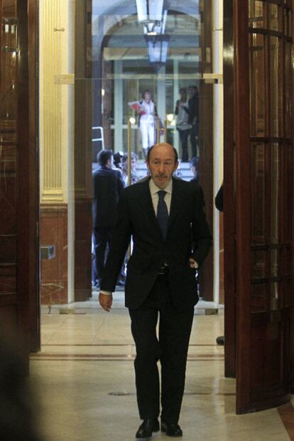 Alfredo Pérez Rubalcaba, ayer en el Congreso de los Diputados.