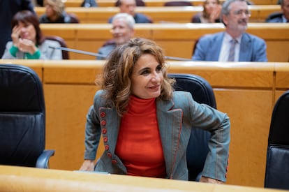 La ministra de Hacienda, María Jesús Montero, esta semana en el pleno del Senado.