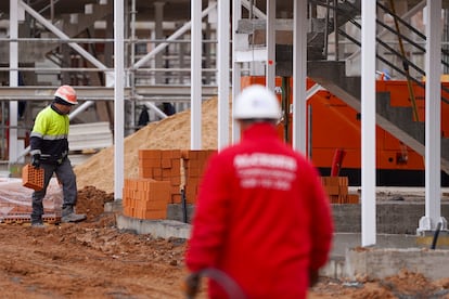 Trabajadores de la construcción en Valladolid, el 4 de marzo.