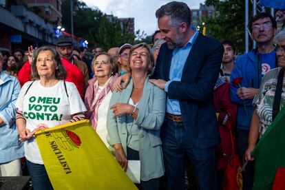 Pedro Nuno Santos y Marta Temido, durante el último acto de campaña del Partido Socialista en Lisboa el viernes 7.