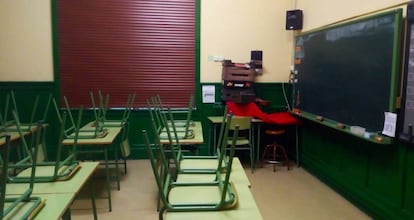 Una de las aulas del colegio El Parque, de Huesca.