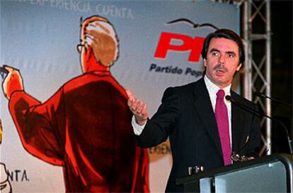José María Aznar, en un momento del acto en el que participó ayer en Madrid.