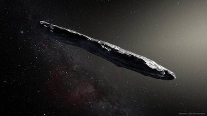 Recriação de 'Oumuamua'