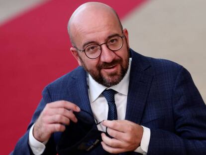 El presidente del Consejo Europeo, Charles Michel, esta tarde en Bruselas.