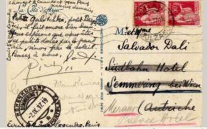 Carta de Paul Éluard a Gala del 2 de septiembre de 1937 que lleva la firma de Picasso.
