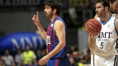 Navarro y Rudy en un partido entre Real Madrid y Barcelona.