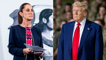 Claudia Sheinbaum y Donald Trump en una composición fotográfica.