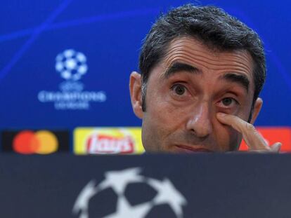 Ernesto Valverde, durante la rueda de prensa. 