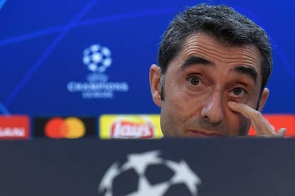 Ernesto Valverde, durante la rueda de prensa. 