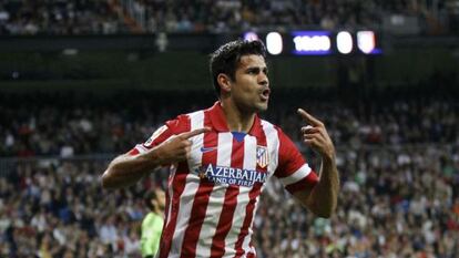 Diego Costa celebra un gol con el Atlético. 