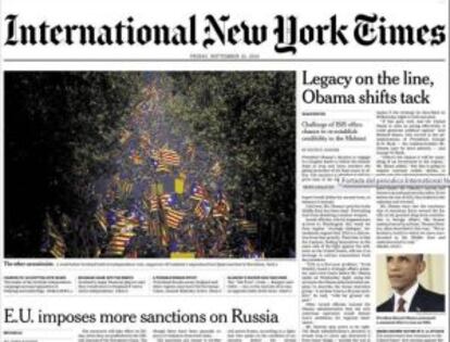 Captura de pantalla de la portada de este viernes del Internacional New York Times.