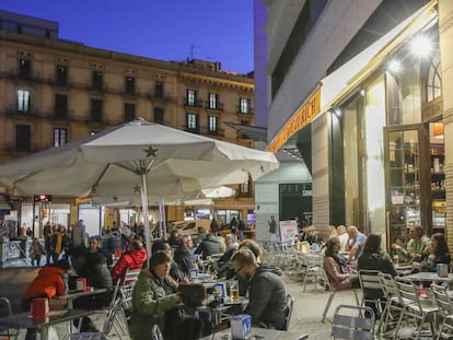 Terrazas en el centro de Barcelona.