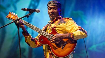 El m&uacute;sico jamaicano Jimmy Cliff  en su actuaci&oacute;n del festival Rototom el s&aacute;bado.