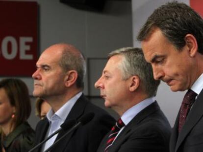 Zapatero, junto a Pajín. Salgado, Chavez, Blanco y Valenciano