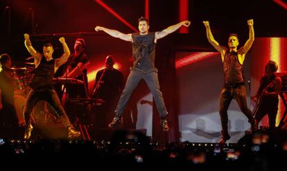 Ricky Martin, en el concierto de este martes en el WiZink Center de Madrid.